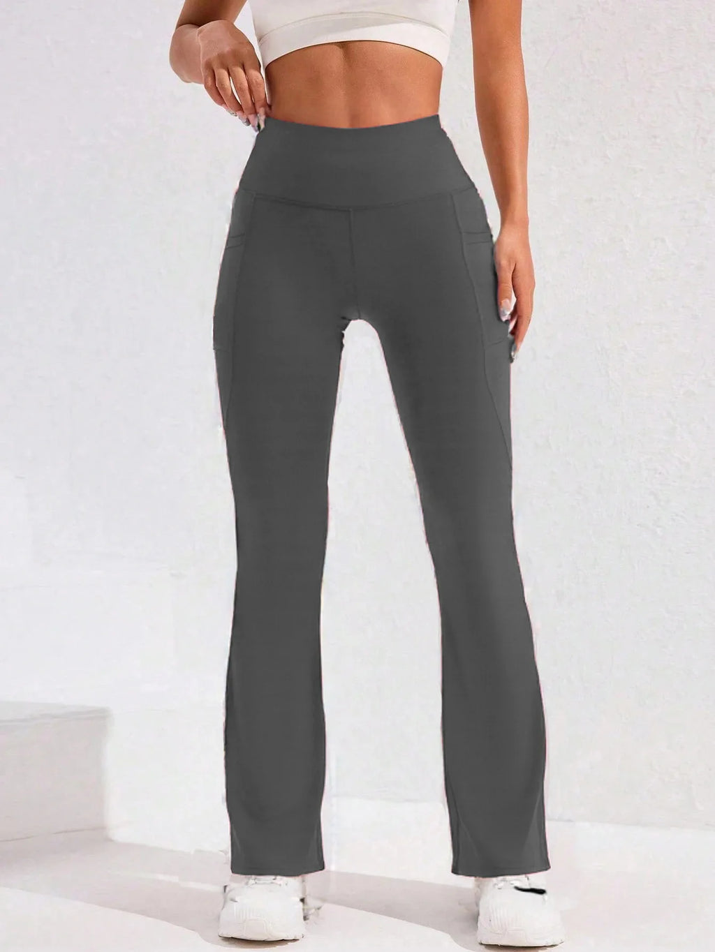 High Waist Women’s Flare Yoga Pants – Push-Up Wide Leg Leggings with Pocket