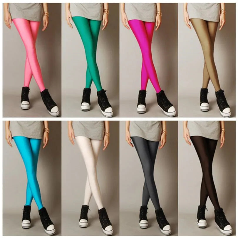 Women’s Spring Solid Color Leggings – High Stretch Candy Neon Legging Pants