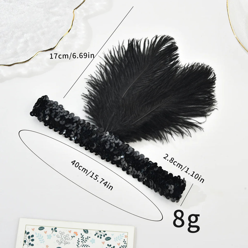 1920s Feather Sequin Headband