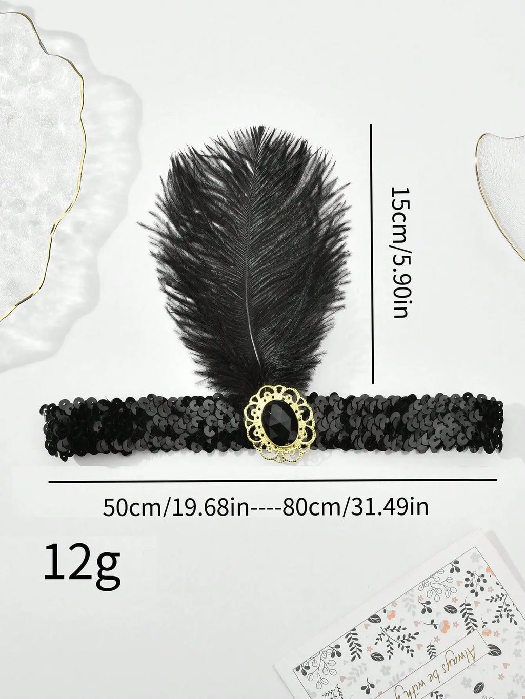 1920s Feather Sequin Headband