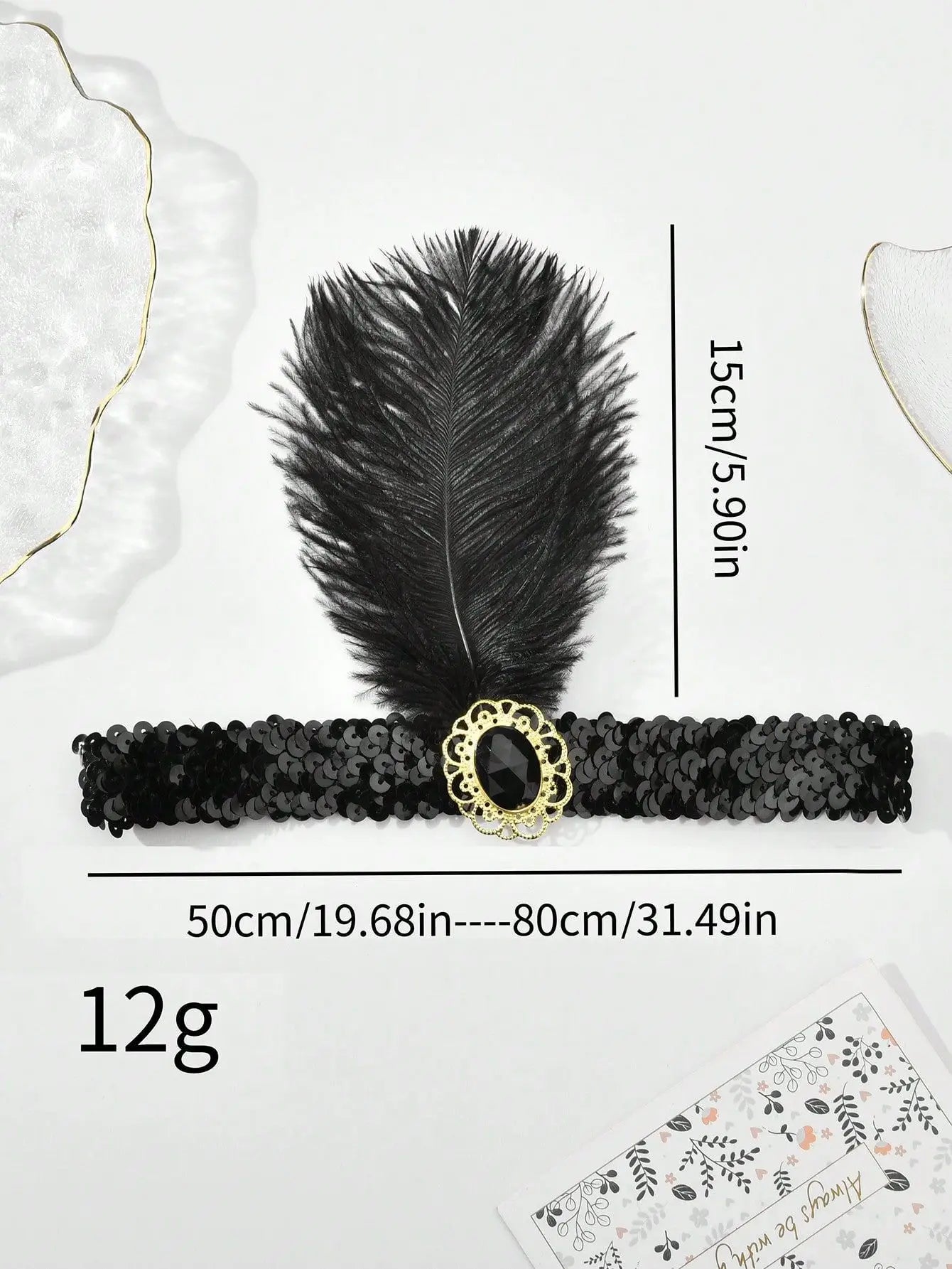 1920s Feather Sequin Headband
