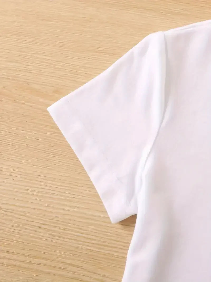 Women’s Summer White Cat Print T-Shirt – Casual Short Sleeve O-Neck Top