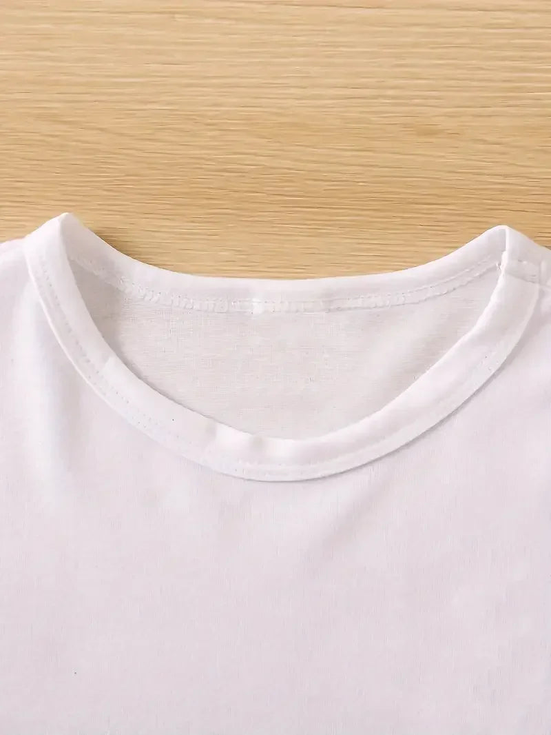 Women’s Summer White Cat Print T-Shirt – Casual Short Sleeve O-Neck Top