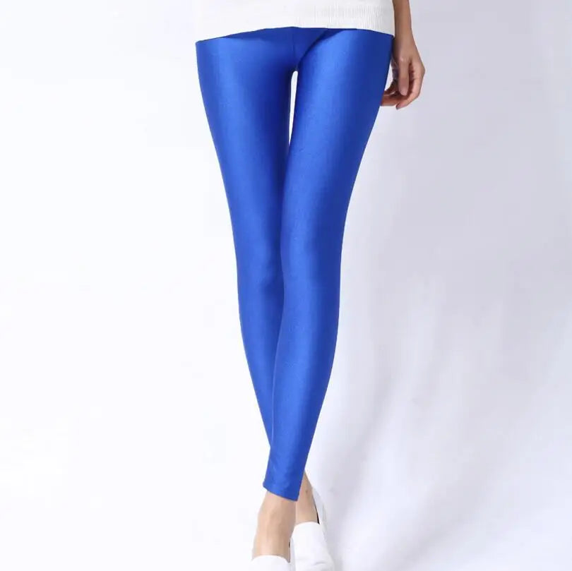 Women’s Spring Solid Color Leggings – High Stretch Candy Neon Legging Pants