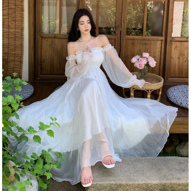 White Off-Shoulder Maxi Dress