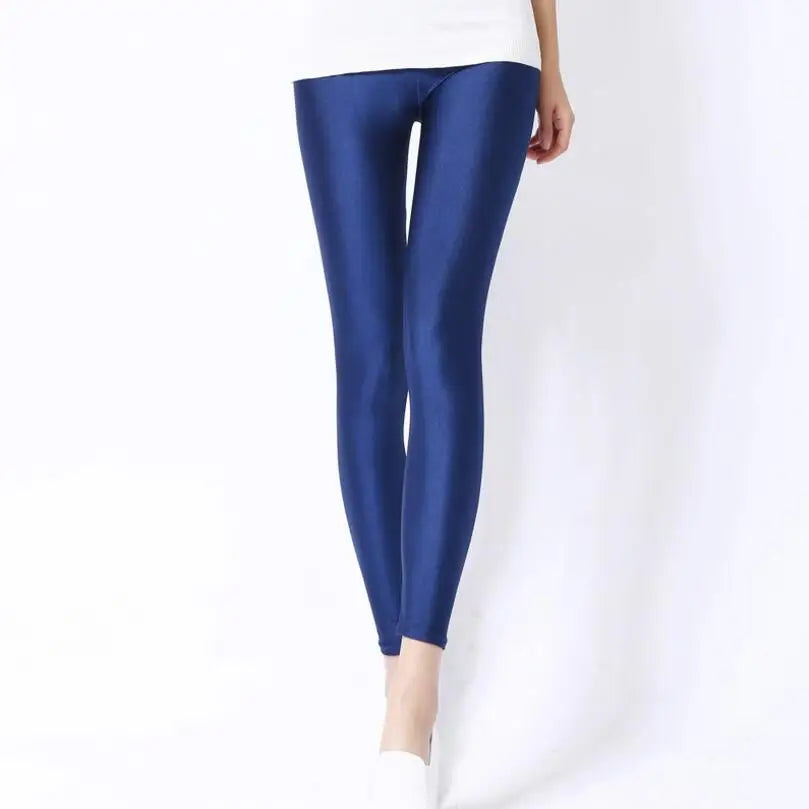 Women’s Spring Solid Color Leggings – High Stretch Candy Neon Legging Pants