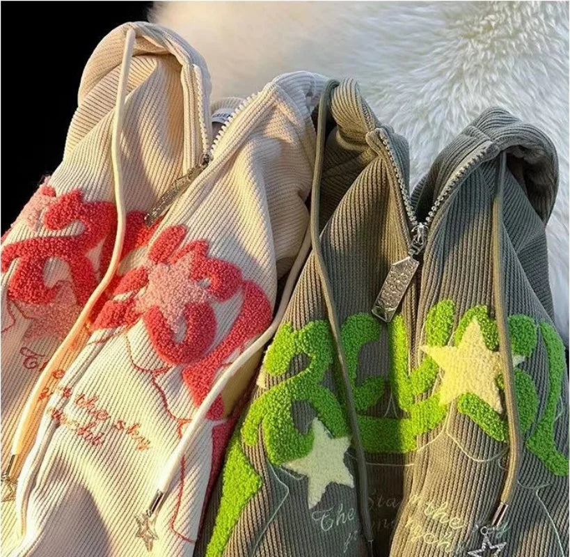 Autumn Women’s Hoodie – Loose Zippered Y2K Streetwear Sweatshirt