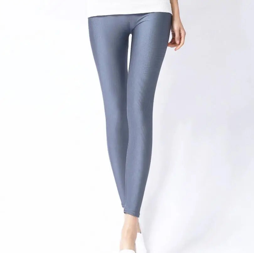 Women’s Spring Solid Color Leggings – High Stretch Candy Neon Legging Pants