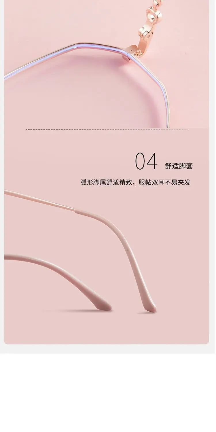 0 -0.5 ~ -6.0 Prescription Myopia Glasses Anti Blue Light Flat Glasses Polygonal Metal Frame Myopia Glasses