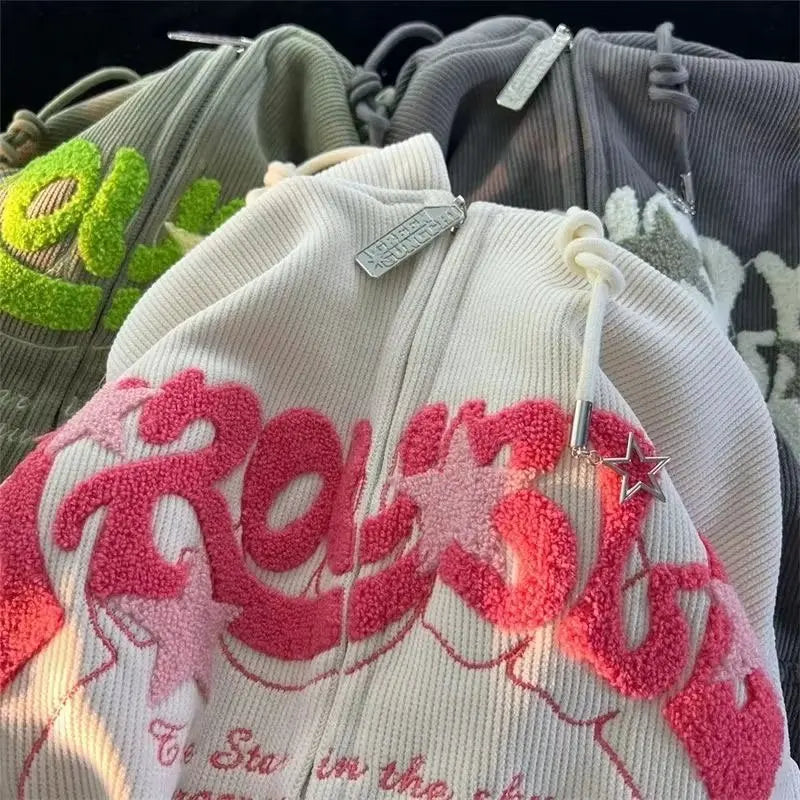 Autumn Women’s Hoodie – Loose Zippered Y2K Streetwear Sweatshirt