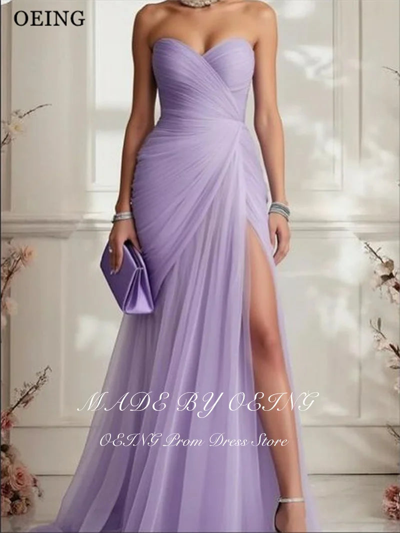 Pink Mermaid Prom Dress Slit