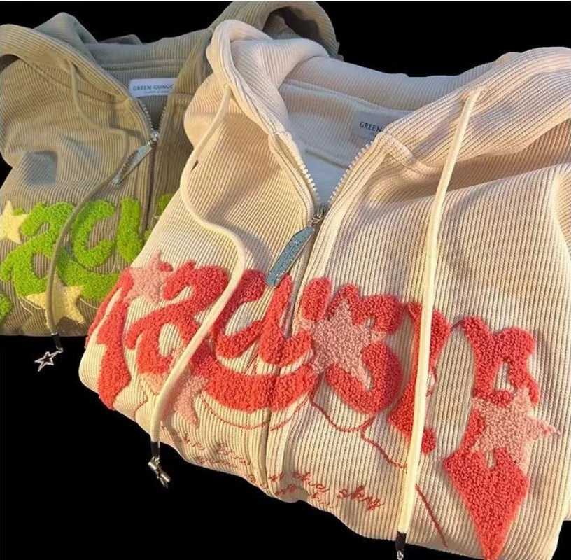 Autumn Women’s Hoodie – Loose Zippered Y2K Streetwear Sweatshirt