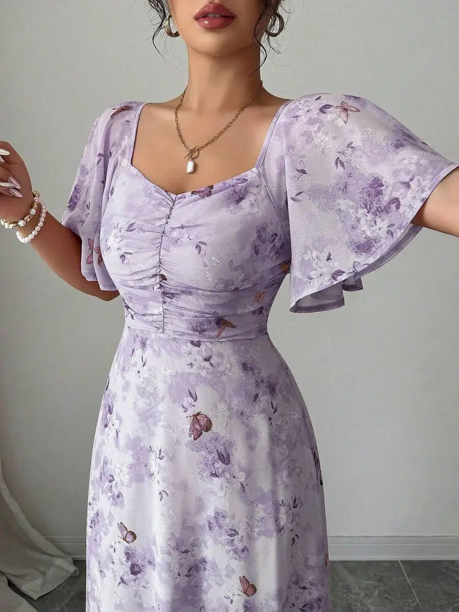 Purple Butterfly Mini Dress