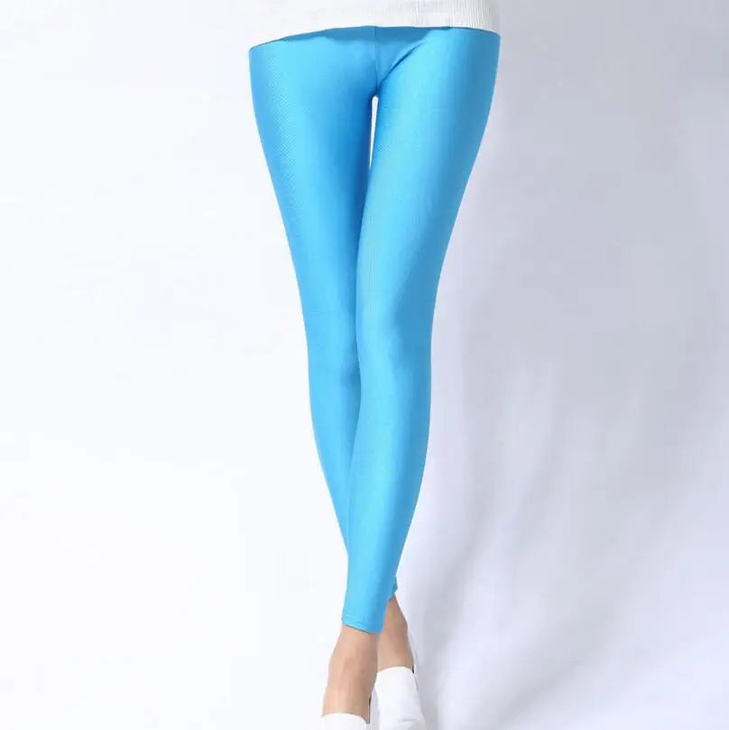 Women’s Spring Solid Color Leggings – High Stretch Candy Neon Legging Pants
