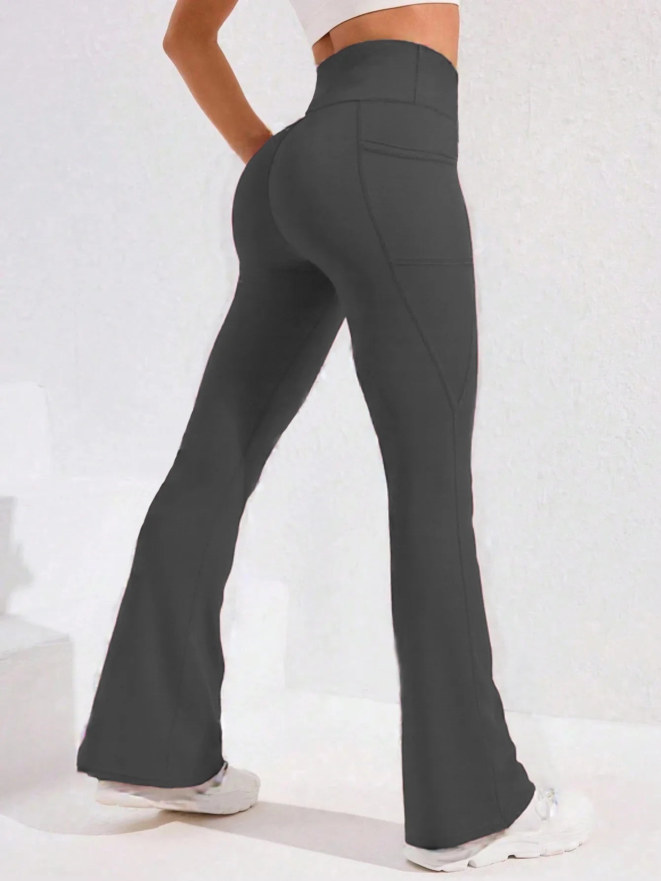 High Waist Women’s Flare Yoga Pants – Push-Up Wide Leg Leggings with Pocket