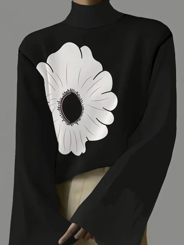 2025 Flared Sleeve Turtleneck Top