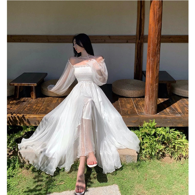 White Off-Shoulder Maxi Dress