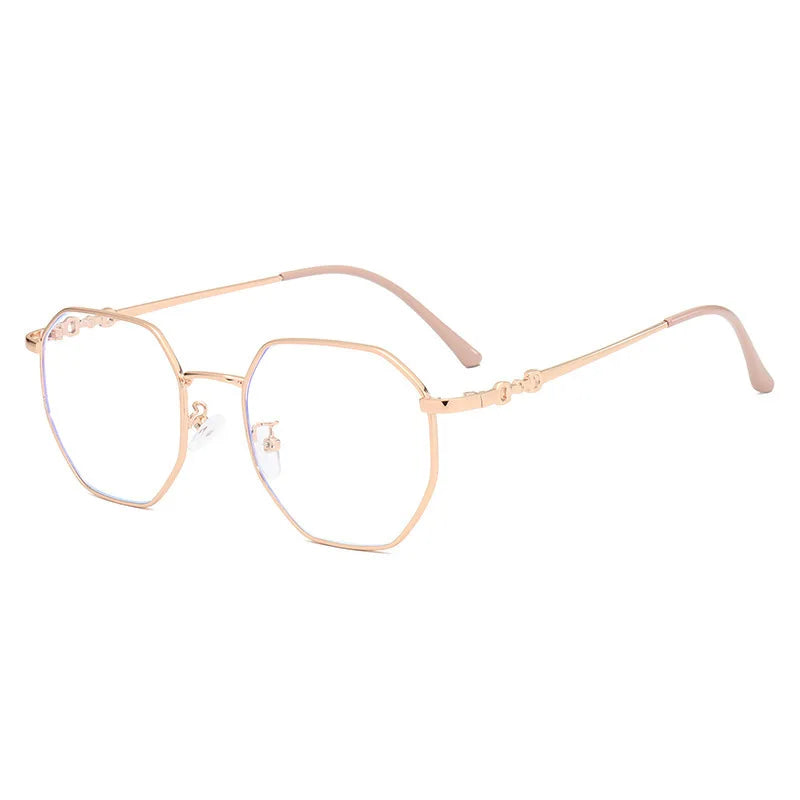 0 -0.5 ~ -6.0 Prescription Myopia Glasses Anti Blue Light Flat Glasses Polygonal Metal Frame Myopia Glasses