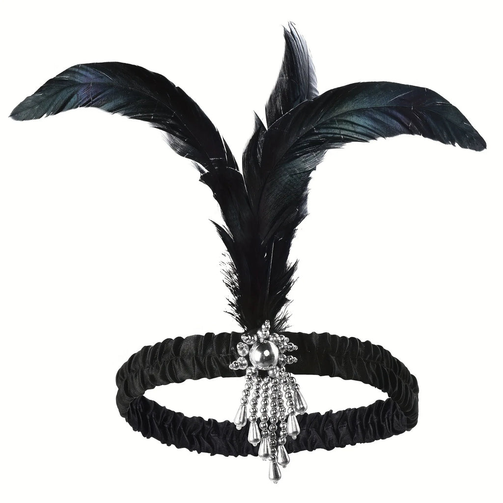 1920s Feather Sequin Headband