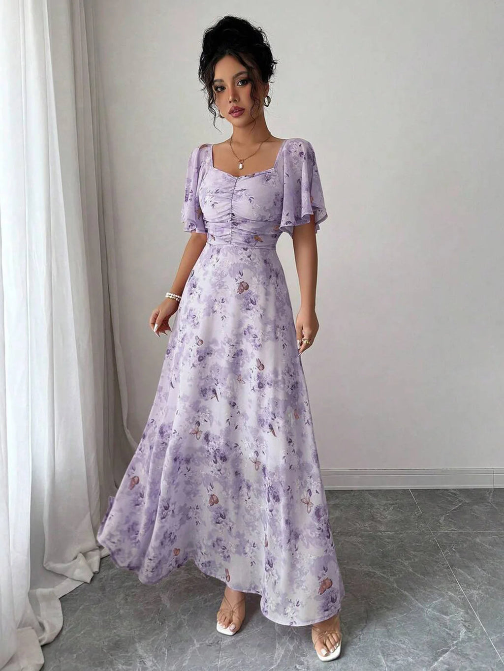 Purple Butterfly Mini Dress